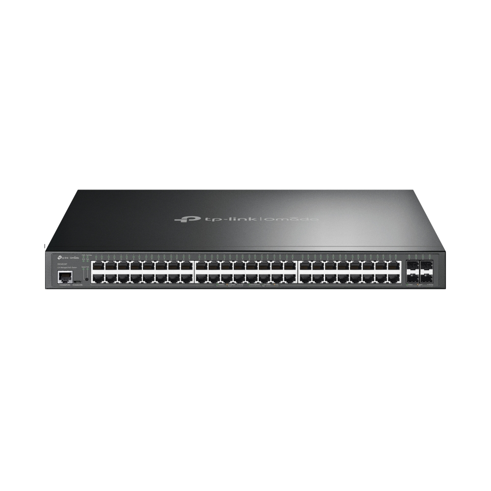 TP-LINK Switch administrado JetStream? de 48 puertos Gigabit y 4 puertos 10GE SFP+ L2+ con PoE+ de 48 puertos PUERTO: 48 × puertos Gigabit PoE +, 4 ×