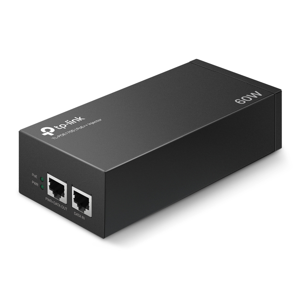 TP-LINK Adaptador inyector PoE ++ PUERTO: 1 puerto Gigabit PoE, 1 puerto Gigabit no PoE SPEC: compatible con 802.3bt /at/af, alimentacion PoE de 60 W,