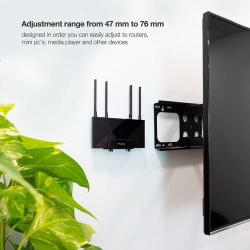 TOOQ SOPORTE UNIVERSAL DE PARED PARA REPRODCUTOR MULTIMEDIA, ROUTER, MINI PC, NEGRO