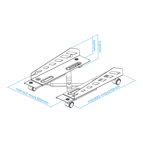 TOOQ SOPORTE METALICO PARA CPU DE SUELO CON RUEDAS BAJO