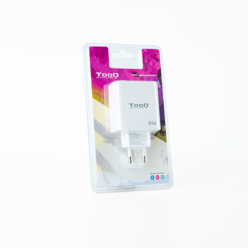 TOOQ CARGADOR DE PARED GaN 2USB-C/PD + USB-A/QC 65W