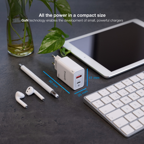 TOOQ CARGADOR DE PARED GaN USB-C/PD + USB-A/QC 45W