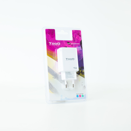 TOOQ CARGADOR DE PARED GaN USB-C/PD + USB-A/QC 45W