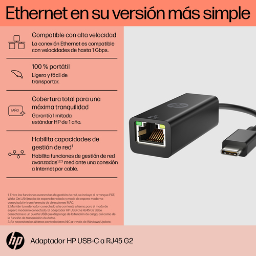 HP Adaptador USB-C a RJ45 G2