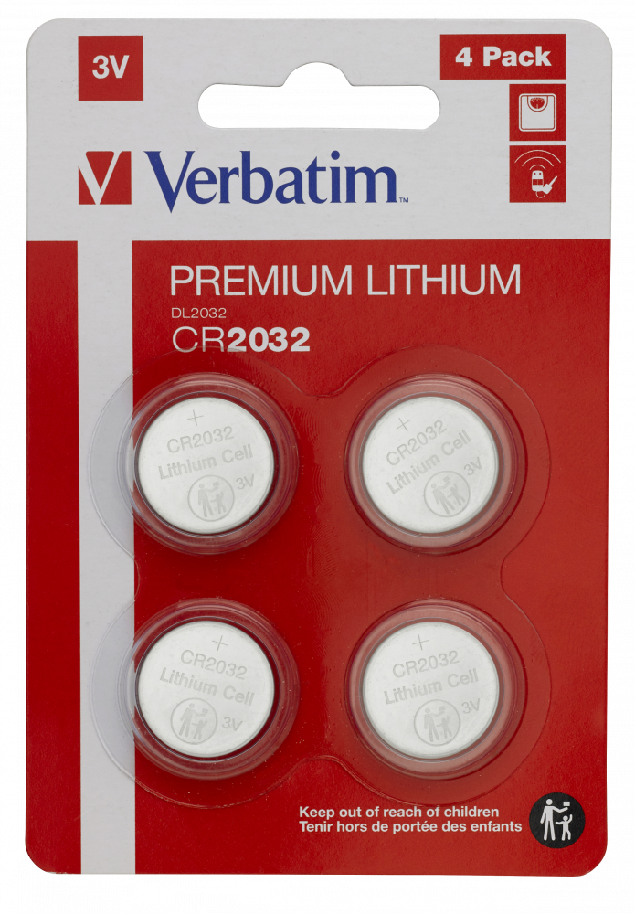 VERBATIM PILAS PLANAS LITIO CR2032 (PACK 4 UDS)