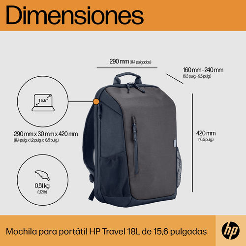 HP Mochila TRAVEL 18L para portatil de 15,6"