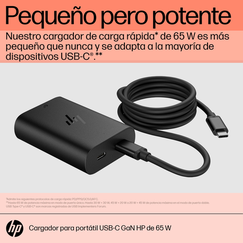 HP Cargador de portatil USB-C 65W DOS PUERTOS USB-C
