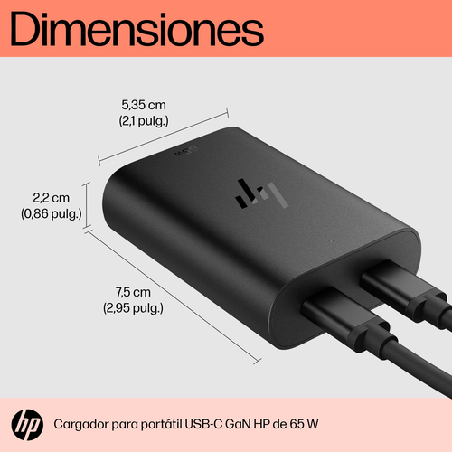 HP Cargador de portatil USB-C 65W DOS PUERTOS USB-C