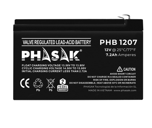 Phasak Bateria  12V / 7.2A - Bateria sellada plomo-acido estandar