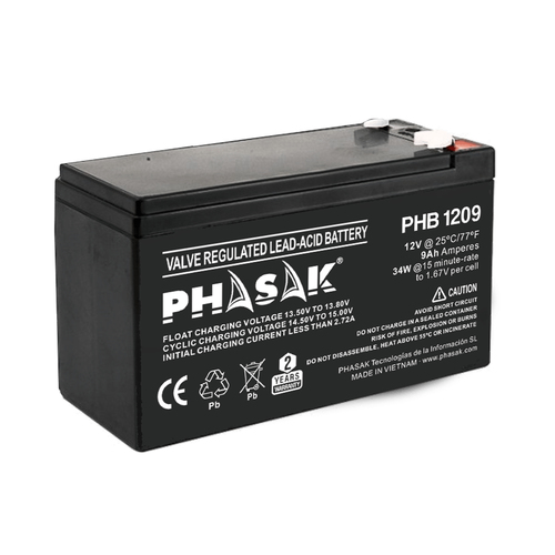 Phasak Bateria  12V / 9Ah - Bateria sellada plomo-acido estandar