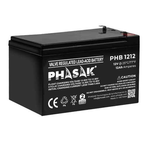 Phasak Bateria  12V 12Ah Bateria sellada plomo-acido estandar