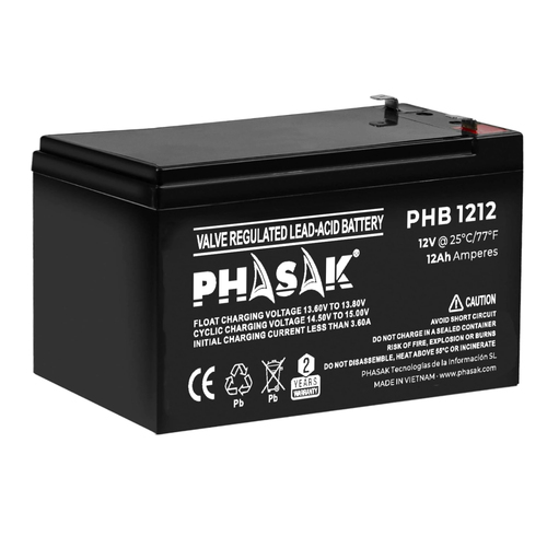 Phasak Bateria  12V 12Ah Bateria sellada plomo-acido estandar