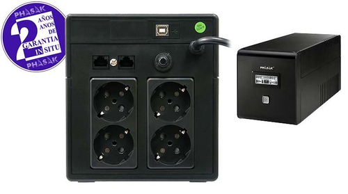 PHASAK SAI  1000VA Esential Interactivo - Pantalla tactil con USB + RJ45