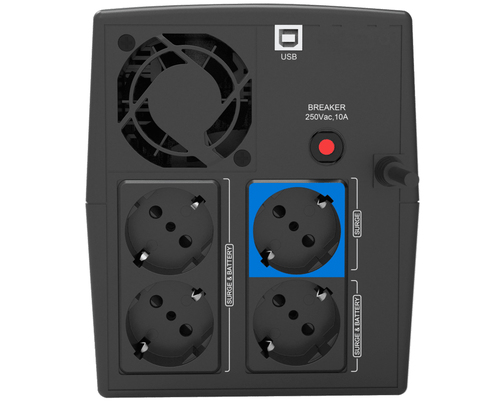 PHASAK SAI  1260VA Sirius Interactivo con AVR, toma protegida y pantalla LCD