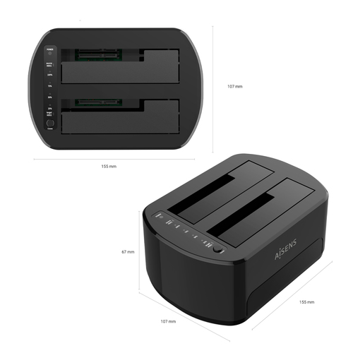 AISENS - ESTACION DE DOCKING DE DOBLE BAHIA ASDS-D03B SATA 2.5/3.5 A USB 3.0/3.1 GEN1, CLONE, BLANCA