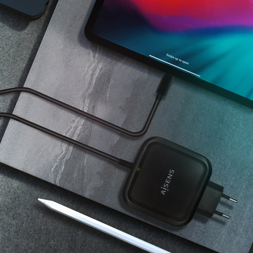 AISENS - CARGADOR 65W PD3.0 QC3.0 1XUSB-C 1.2M, NEGRO