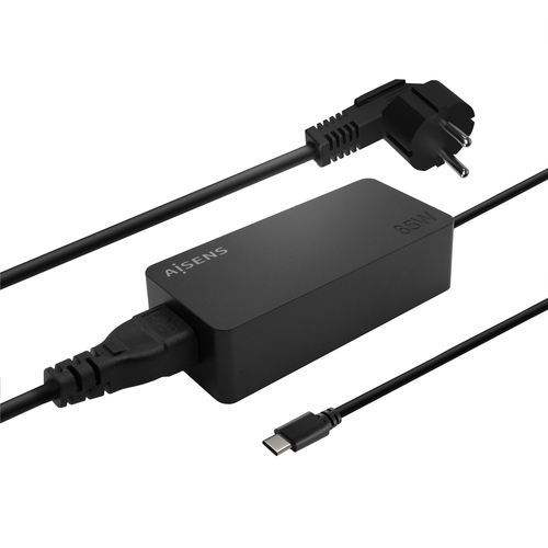 AISENS - CARGADOR 65W PD3.0 1XUSB-C 1.8M, NEGRO