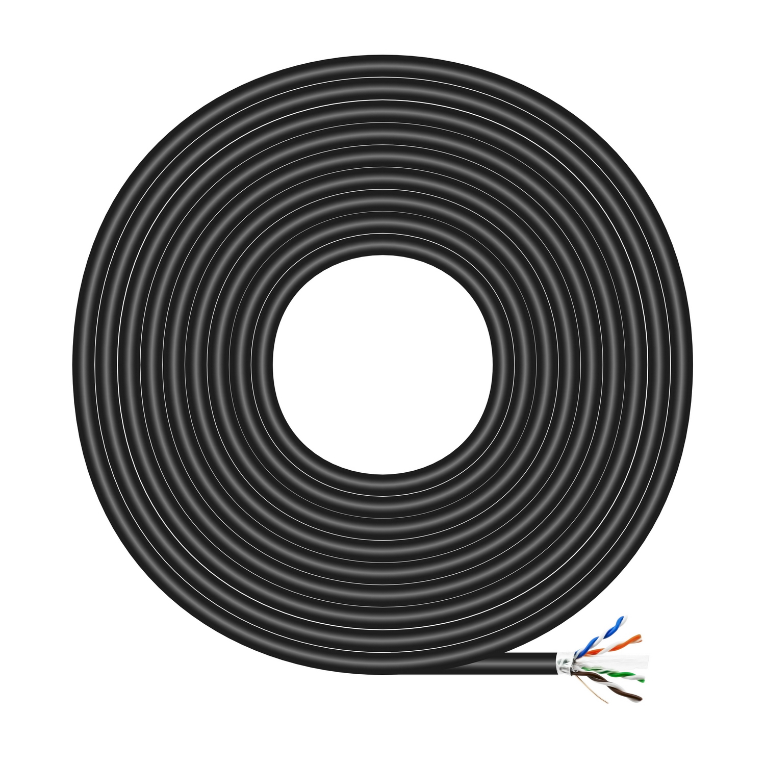 AISENS - CABLE DE RED EXTERIOR IMPERMEABLE RJ45 CAT.6 FTP RIGIDO AWG24, NEGRO, 100M