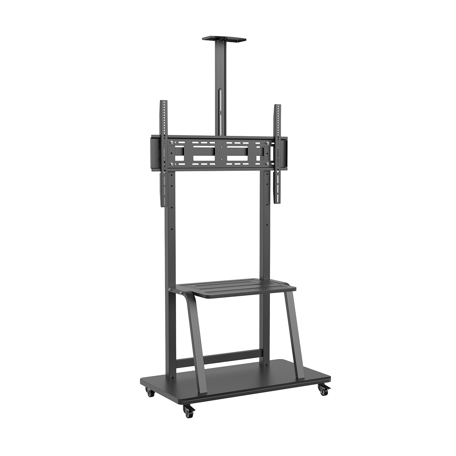 AISENS - SOPORTE DE SUELO ECO CON RUEDA, BANDEJA PARA DVD Y SOPORTE DE CAMARA PARA MONITOR/TV 150KG DE 37-100, NEGRO