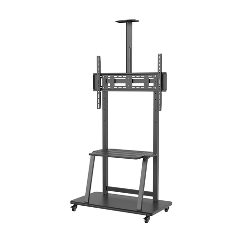 AISENS - SOPORTE DE SUELO ECO CON RUEDA, BANDEJA PARA DVD Y SOPORTE DE CAMARA PARA MONITOR/TV 150KG DE 37-100, NEGRO
