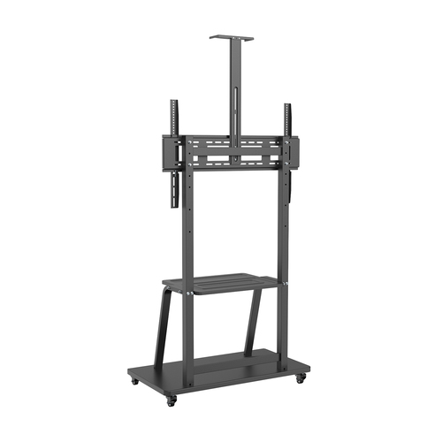 AISENS - SOPORTE DE SUELO ECO CON RUEDA, BANDEJA PARA DVD Y SOPORTE DE CAMARA PARA MONITOR/TV 150KG DE 37-100, NEGRO