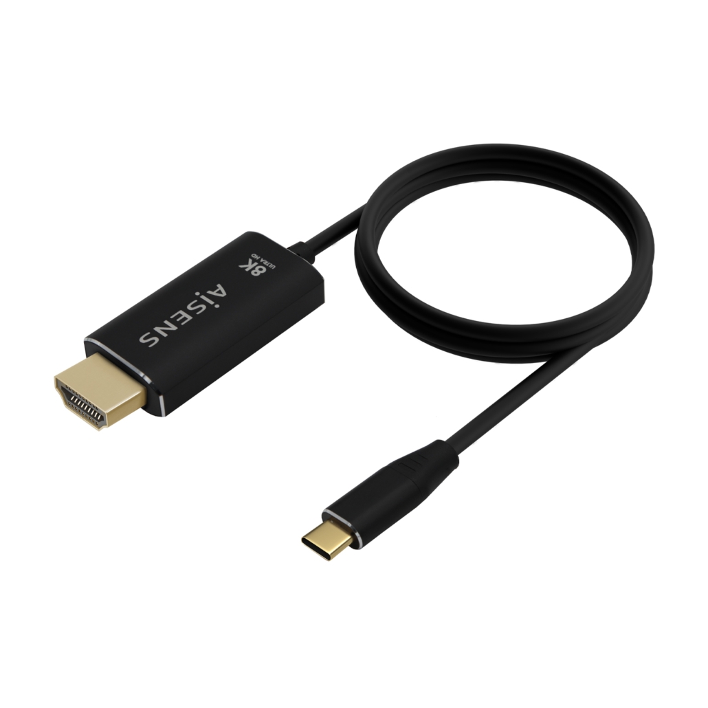 AISENS - CABLE CONVERSOR ALUMINIO USB-C A HDMI 2.1 8K@60HZ, USB-C/M-HDMI/M, NEGRO, 1.0M