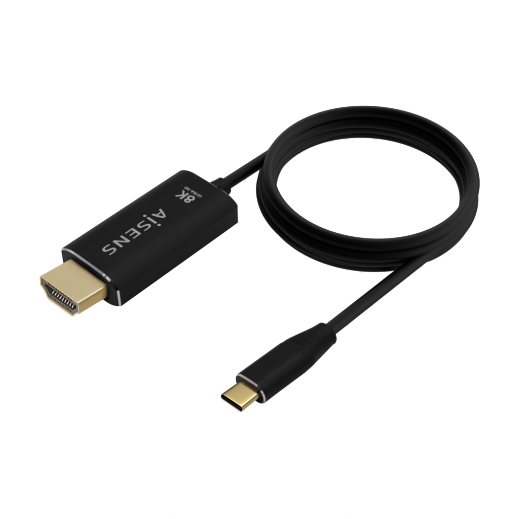 AISENS - CABLE CONVERSOR ALUMINIO USB-C A HDMI 2.1 8K@60HZ, USB-C/M-HDMI/M, NEGRO, 2.0M
