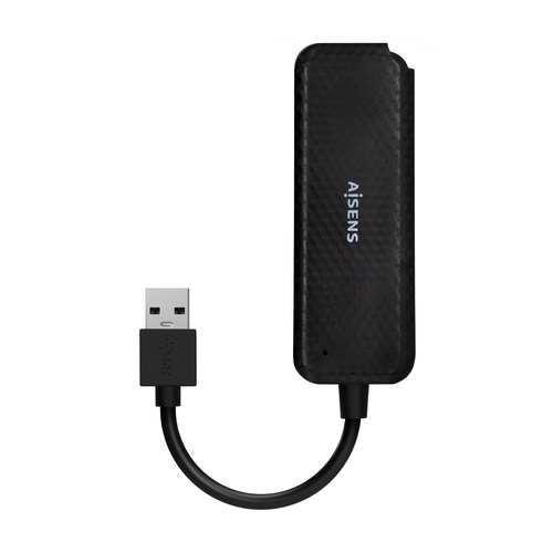 AISENS - HUB USB 3.0, TIPO A/M-4XTIPO A/H, NEGRO, 15CM