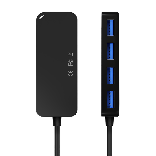 AISENS - HUB USB 3.0, TIPO A/M-4XTIPO A/H, NEGRO, 15CM