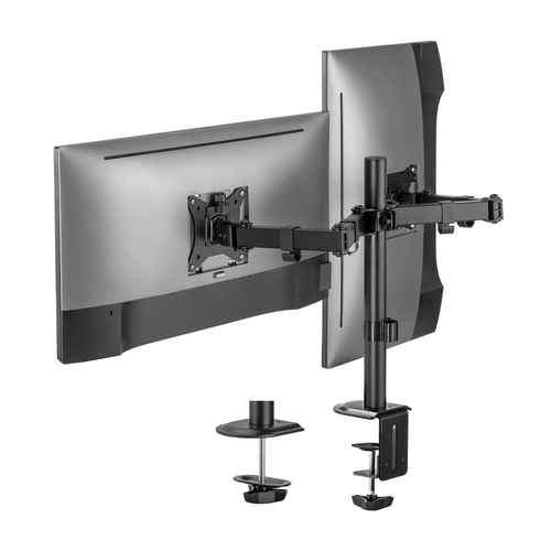 AISENS - SOPORTE DE MESA ECO GIRATORIO E INCLINABLE PARA 9KG (3 PIVOTES, 2 BRAZOS) DE 17-32, NEGRO