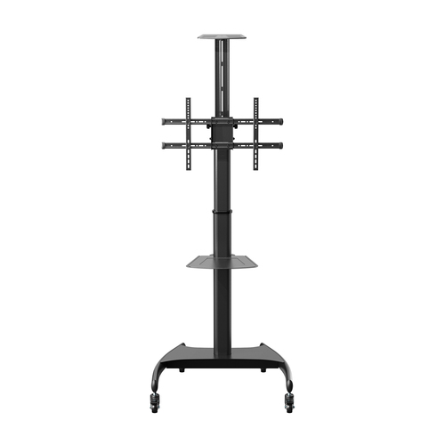 AISENS   SOPORTE DE SUELO ECO CON RUEDAS Y MANIVELA, BANDEJA PARA DVD Y SOPORTE DE CAMARA PARA MONITOR/TV 50KG DE 37-70, NEGRO