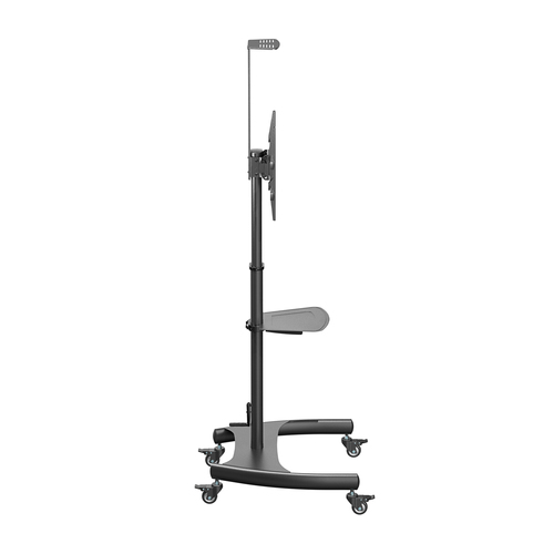 AISENS   SOPORTE DE SUELO ECO CON RUEDAS Y MANIVELA, BANDEJA PARA DVD Y SOPORTE DE CAMARA PARA MONITOR/TV 50KG DE 37-70, NEGRO