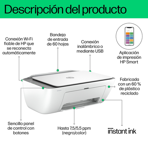 HP Multifuncion Inkjet DeskJet 2820e (Opcion HP+ solo consumible original, cuenta HP, conexion)