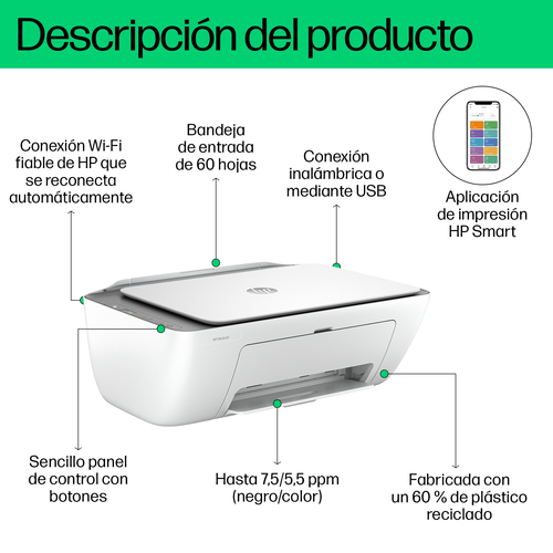 HP Multifuncion Inkjet DeskJet 2820e (Opcion HP+ solo consumible original, cuenta HP, conexion)