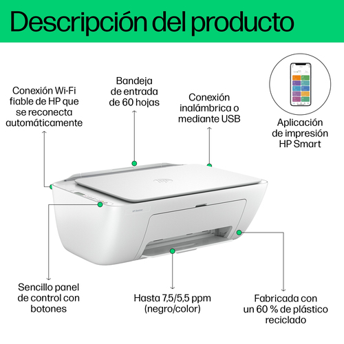 HP Multifuncion Inkjet DeskJet 2810e (Opcion HP+ solo consumible original, cuenta HP, conexion)