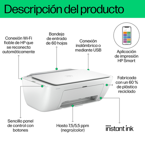 HP Multifuncion Inkjet DeskJet 2810e (Opcion HP+ solo consumible original, cuenta HP, conexion)