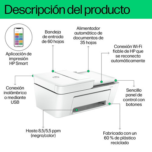 HP Multifuncion Inkjet DeskJet 4220e (Opcion HP+ solo consumible original, cuenta HP, conexion)