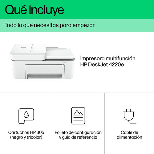 HP Multifuncion Inkjet DeskJet 4220e (Opcion HP+ solo consumible original, cuenta HP, conexion)