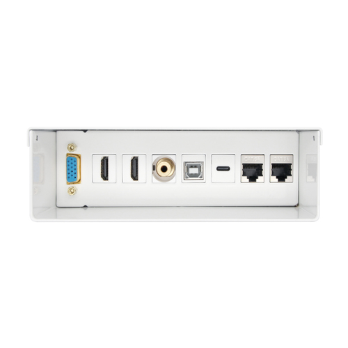 AISENS - CAJA DE CONEXIONES VGA+JACK3.5+2XHDMI+1XUSB-C+1XUSB-B+2XRJ45 CAT.6A STP, BLANCO