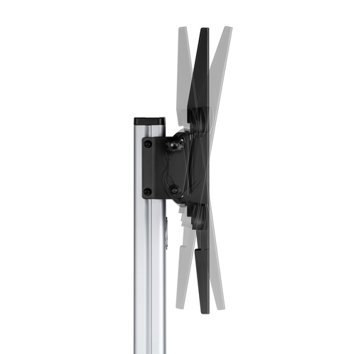 AISENS - SOPORTE DE SUELO CON RUEDA, BANDEJA PARA DVD PARA MONITOR/TV 50KG DE 37-86, NEGRO-PLATA