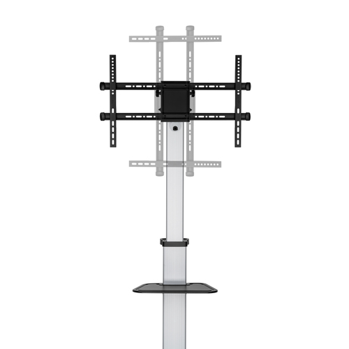 AISENS - SOPORTE DE SUELO CON RUEDA, BANDEJA PARA DVD PARA MONITOR/TV 50KG DE 37-86, NEGRO-PLATA