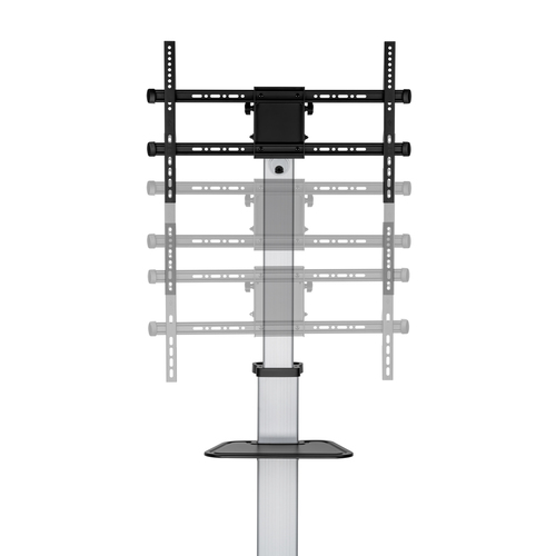 AISENS - SOPORTE DE SUELO CON RUEDA, BANDEJA PARA DVD PARA MONITOR/TV 50KG DE 37-86, NEGRO-PLATA