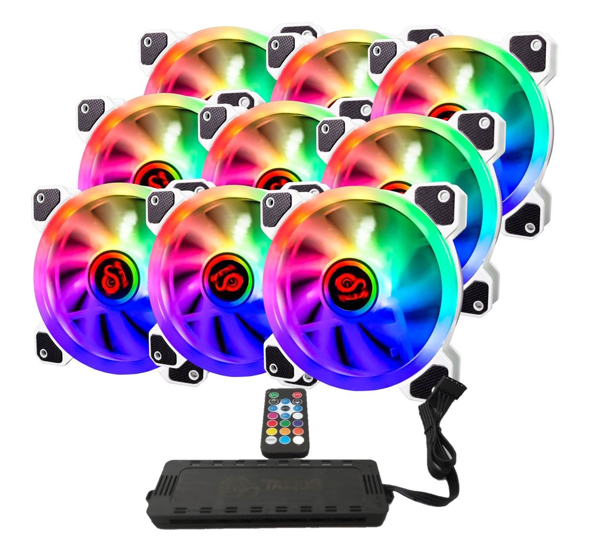 TALIUS IRIS SPECTRUM ARGB/CRONOS PACK 9 VENTILADORES 120MM + CENTRALITA COLOR BLANCO