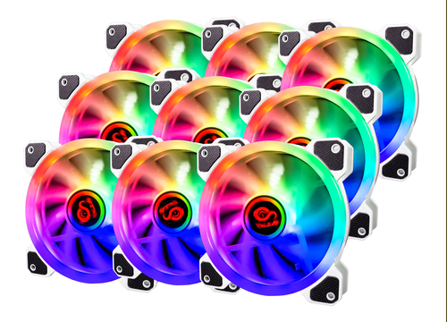 TALIUS IRIS SPECTRUM ARGB/CRONOS PACK 9 VENTILADORES 120MM + CENTRALITA COLOR BLANCO