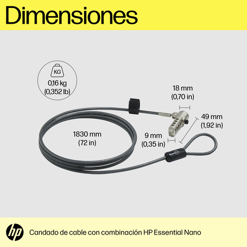 HP Cable antirrobo de COMBINACION NANO ESENCIAL