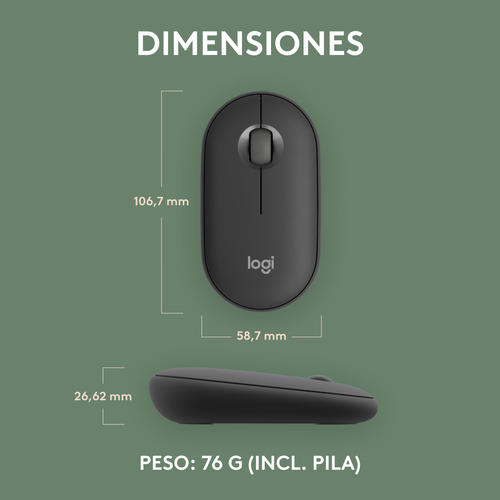 LOGITECH RATON INALAMBRICO PEBBLE MOUSE 2 M350S NEGRO.