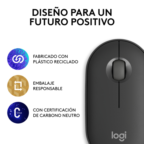 LOGITECH RATON INALAMBRICO PEBBLE MOUSE 2 M350S NEGRO.