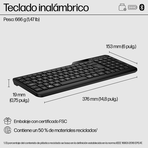 HP Teclado 475 modo dual inalambrico