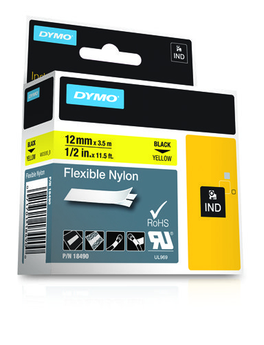 DYMO RHINO Cinta ID1-12 Negro/amarillo nylon