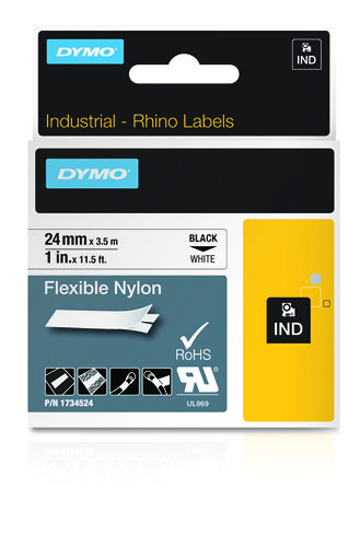 DYMO RHINO Cinta ID1-24 Negro/blanco nylon